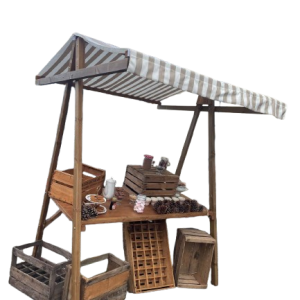 Stand de marché en bois à louer pour buffet, candy bar ou décoration événementielle