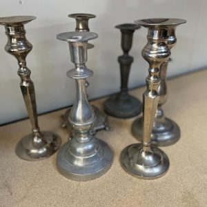 Bougeoir haut argenté vintage pour centre de table mariage ou décoration élégante