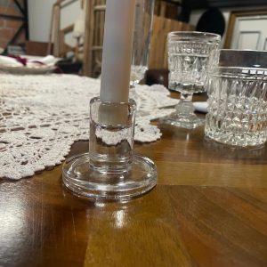 Bougeoir bas en verre transparent pour décoration de table moderne et minimaliste