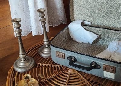 Bougeoir haut argenté vintage pour centre de table mariage ou décoration élégante