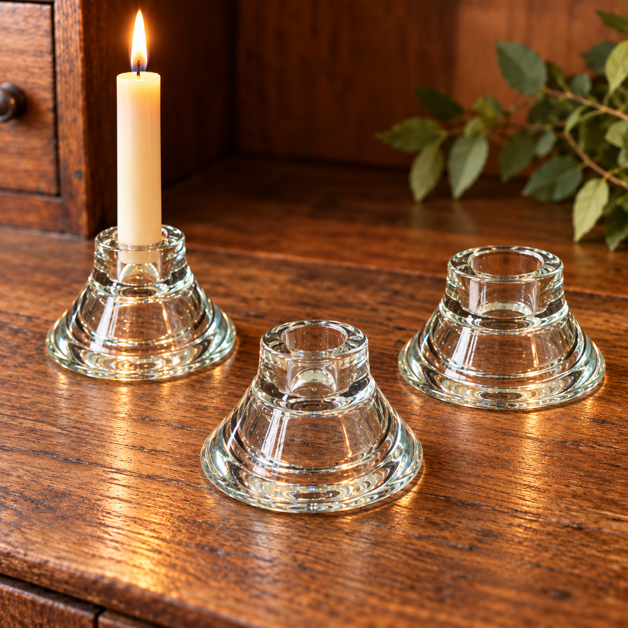 Bougeoir en verre – Chandelle ou chauffe-plat